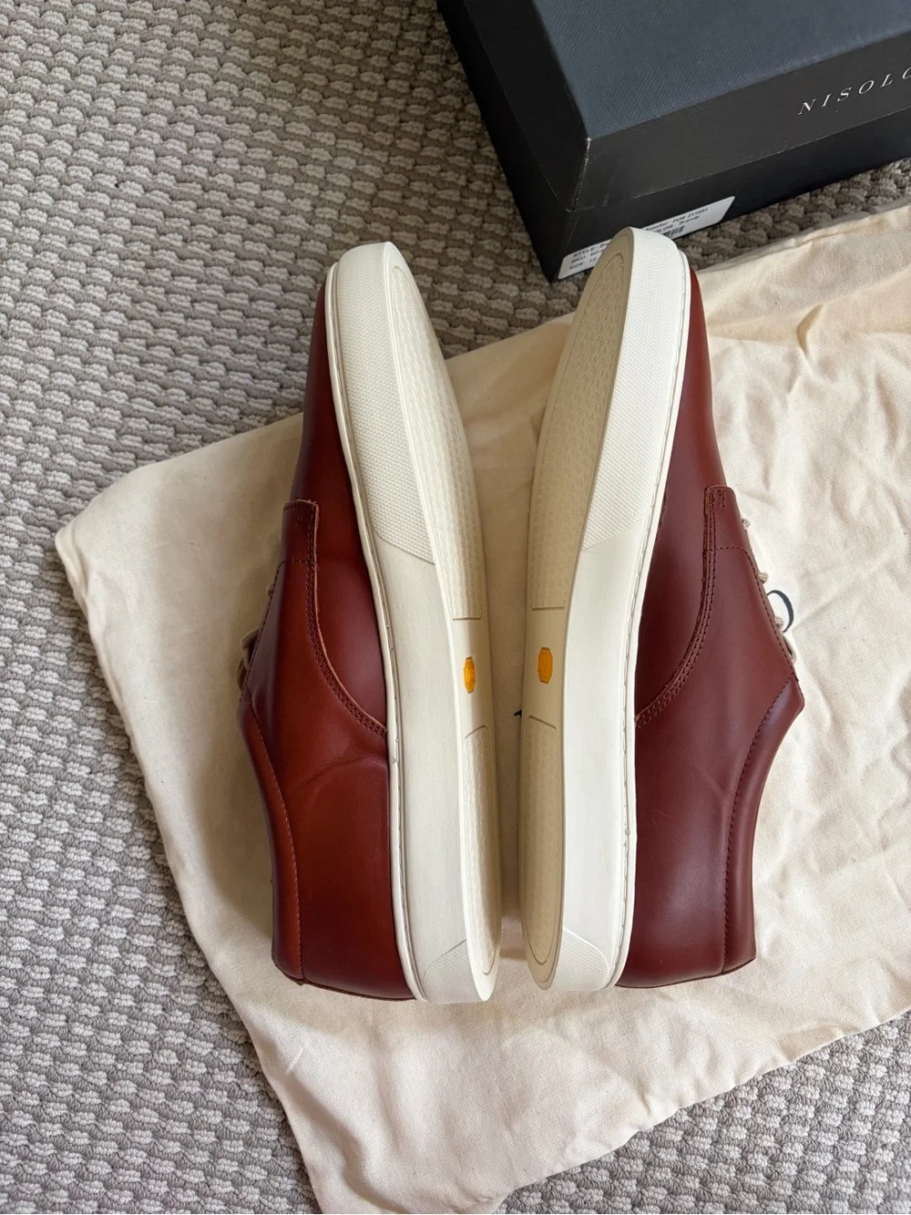 Nisolo Men’s Leather Sneakers — Brandy